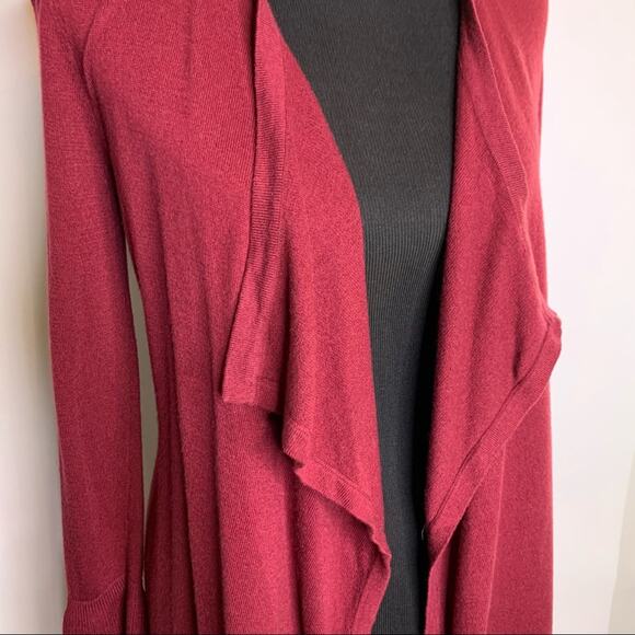 WHBM maroon open front waterfall bell sleeve cardigan size Extra Small XS - Picture 6 of 12